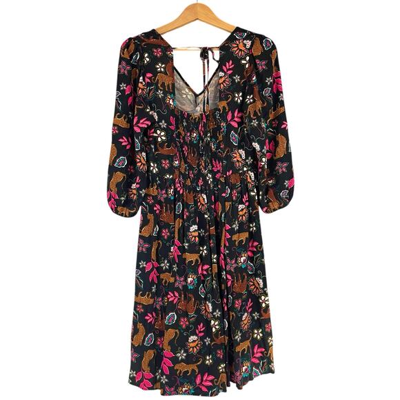 TORRID Twist Front Babydoll Dress Leopard Floral Botanical Print Size 00 (M/10) - Picture 9 of 10